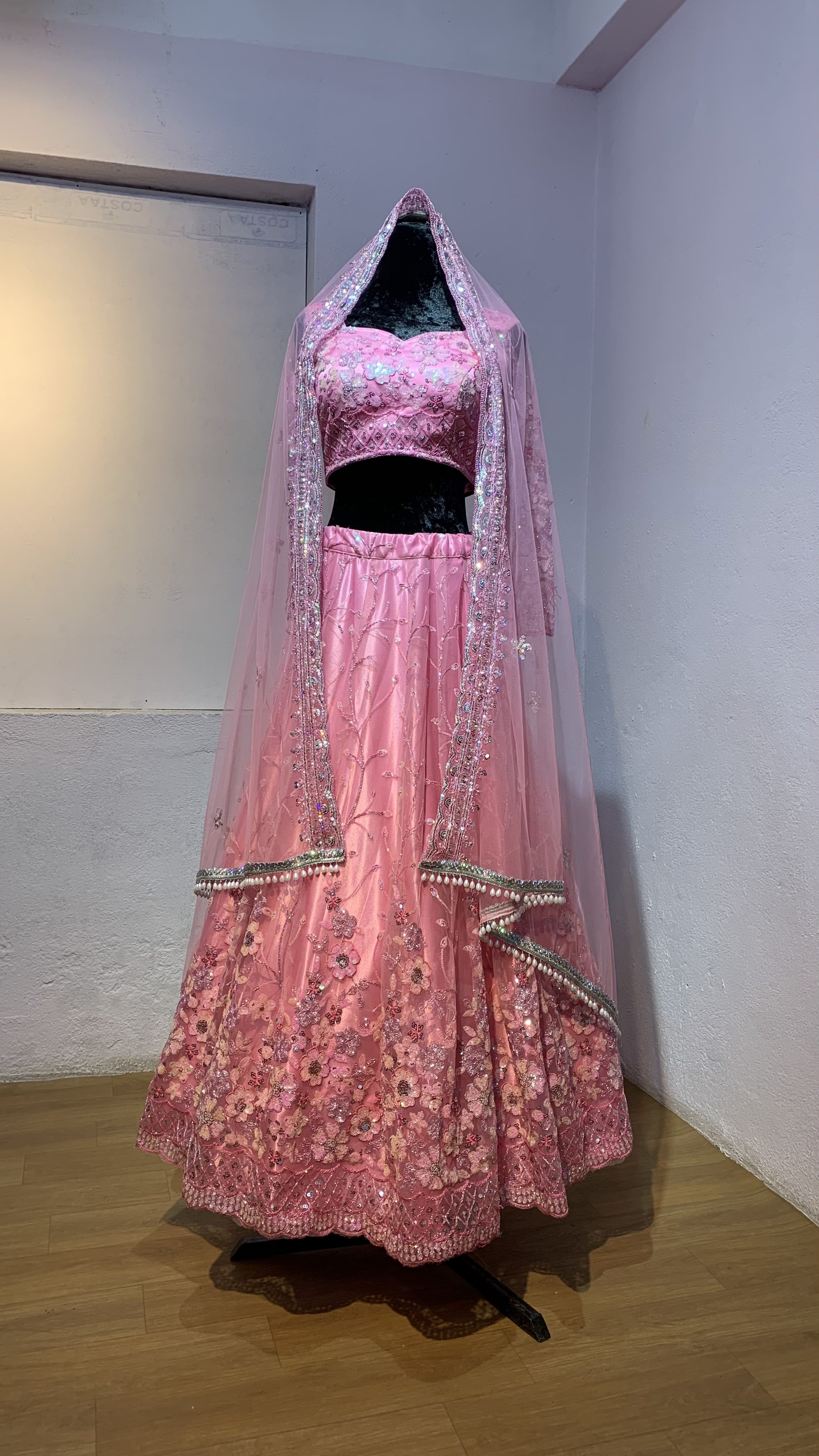 Pink Embroidered Bridal Lehenga
